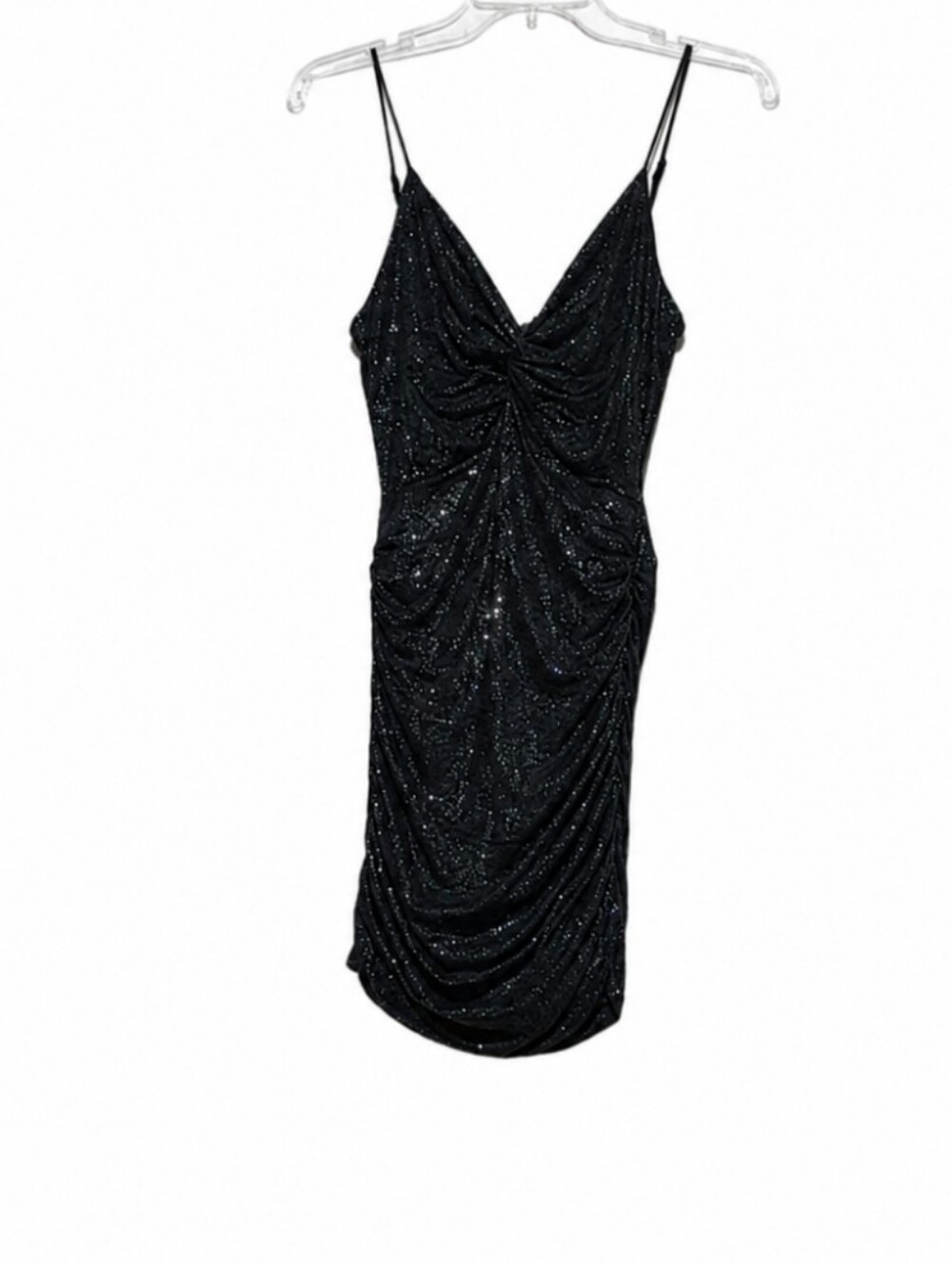 Lucy in the Sky Dark Blue Sparkly Scrunched Mini Dress Juniors Size Small